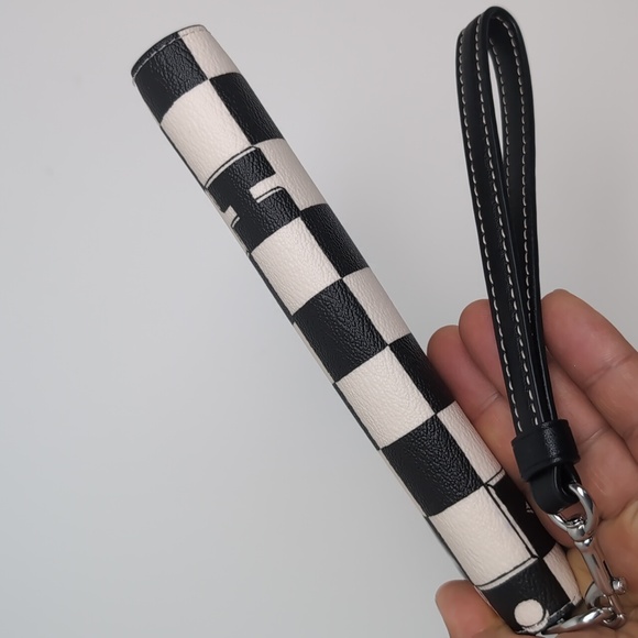 Coach CR622 Long Zip Around Wallet With Checkerboard Print BLACK( Last One) - Picture 9 of 12